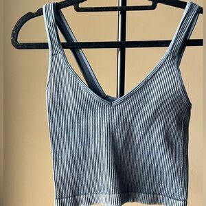 grey ribbed crop top